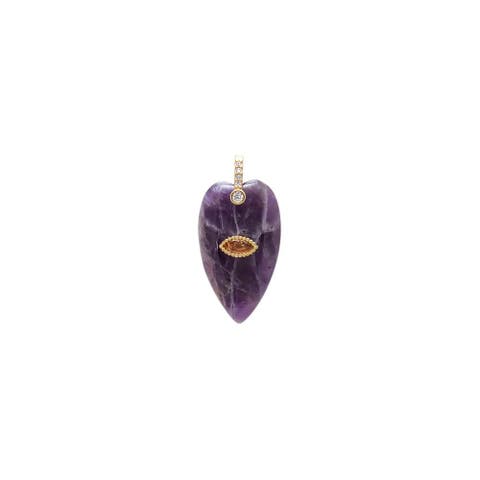 Evil Eye Elongated Heart Natural Stone Pendant
