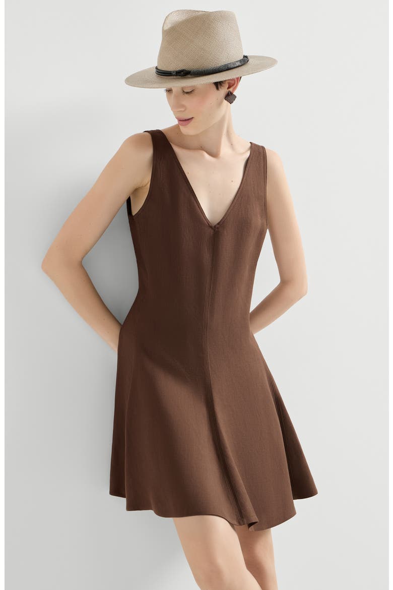 Fluid twill mini dress, Alternate, color, Cocoa