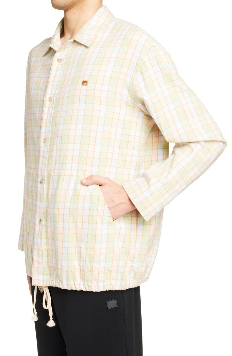 Acne Studios Face Patch Check Organic Cotton Flannel Button-Up Shirt, Alternate, color, 