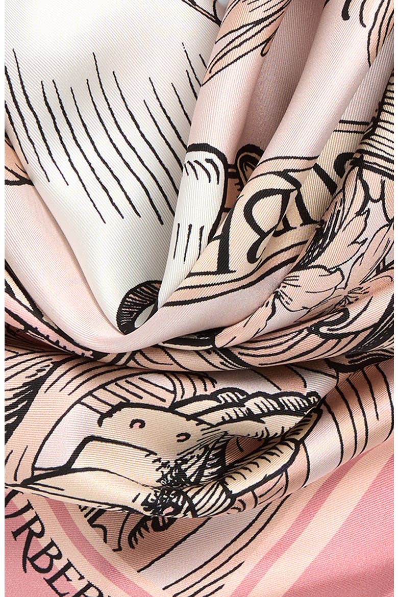 Etched Equestrian Knight Silk Square Scarf, Alternate, color, QUARTZ PINK