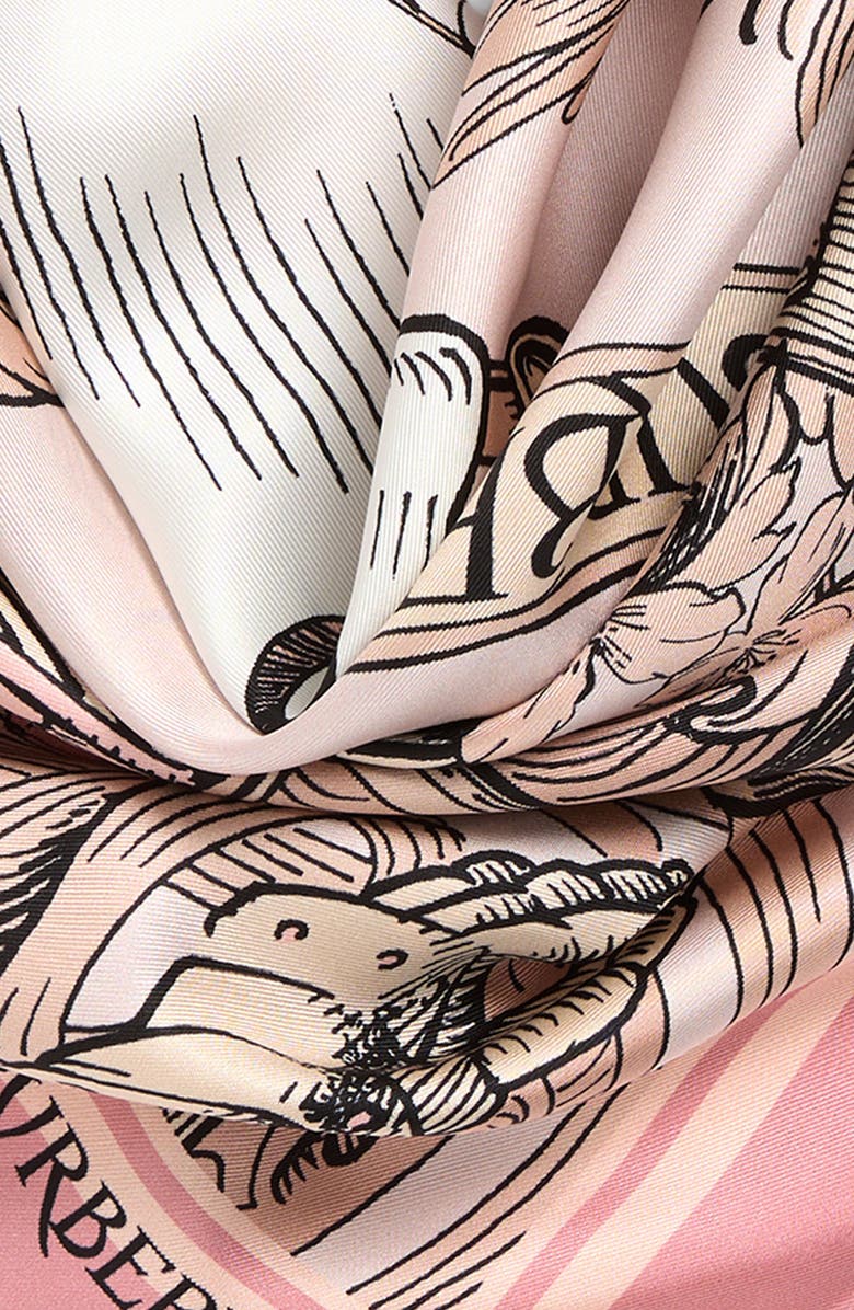 Burberry Etched Equestrian Knight Silk Square Scarf, Alternate, color, Quartz Pink