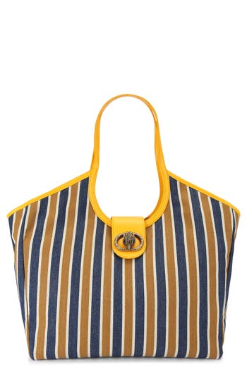 Kurt Geiger London Large Chelsea Stripe Tote Bag In Blue