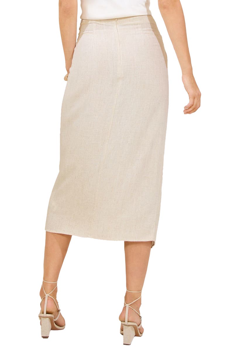 Lipsy Stone Faux Wrap Midi Skirt, Alternate, color, Neutral