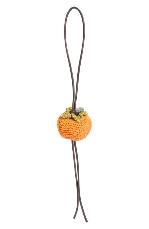 Crocheted Persimmon Mercerized Cotton Bag Charm