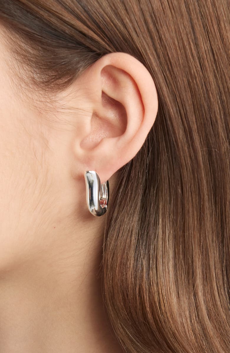 Open Edit Set of 2 Tulip Hoop Earrings, Alternate, color, Silver