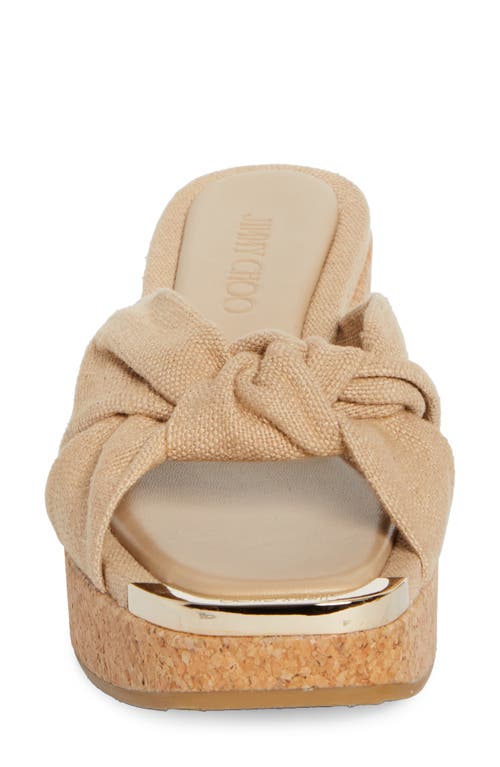 Jimmy Choo Avenue Wedge Slide Sandal In Ballet Pink Linen