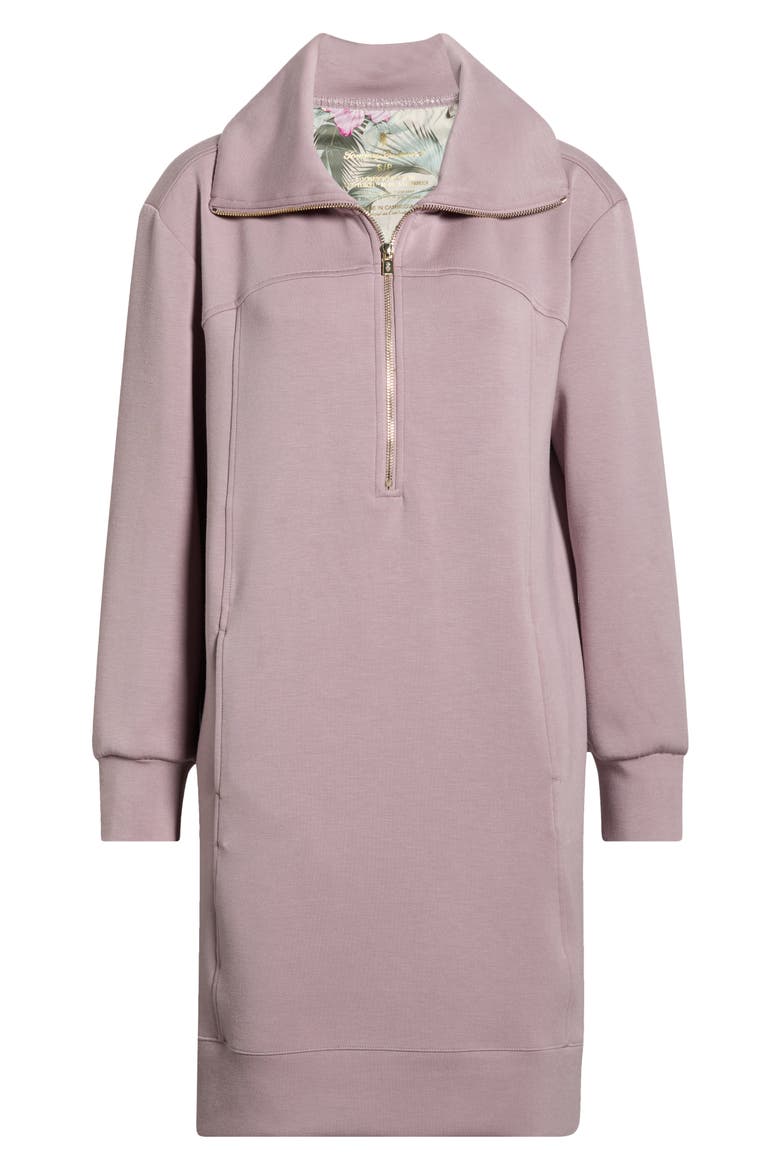 Palm Voyage Half-Zip Long Sleeve Sweatshirt Dress, Alternate, color, LAVENDER FOG