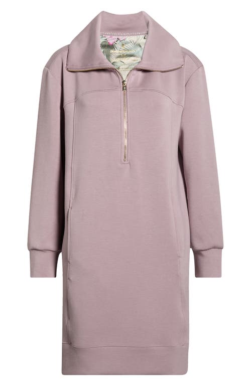 Tommy Bahama Palm Voyage Half-zip Long Sleeve Sweatshirt Dress In Brown