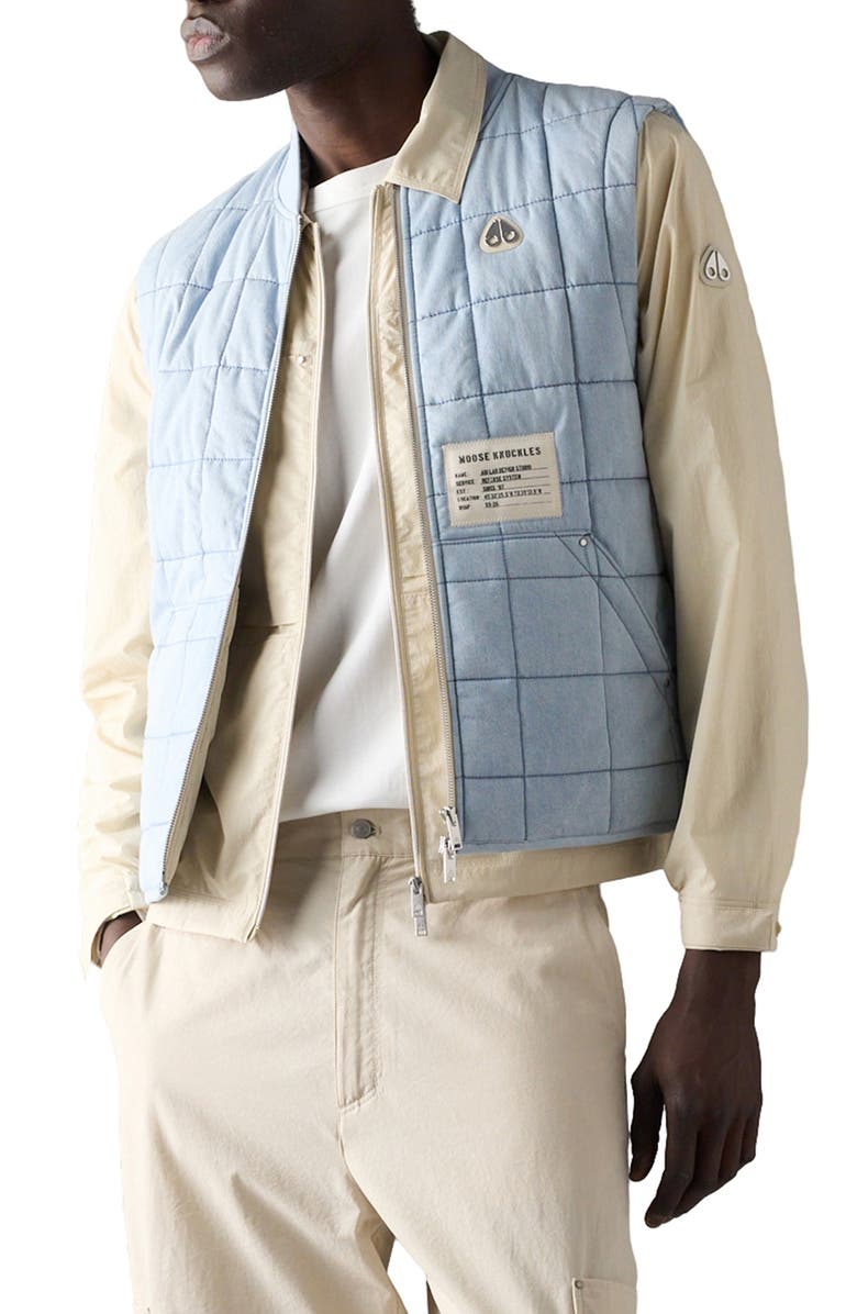Moose Knuckles Down Denim Liner Vest, Main, color, Light Denim