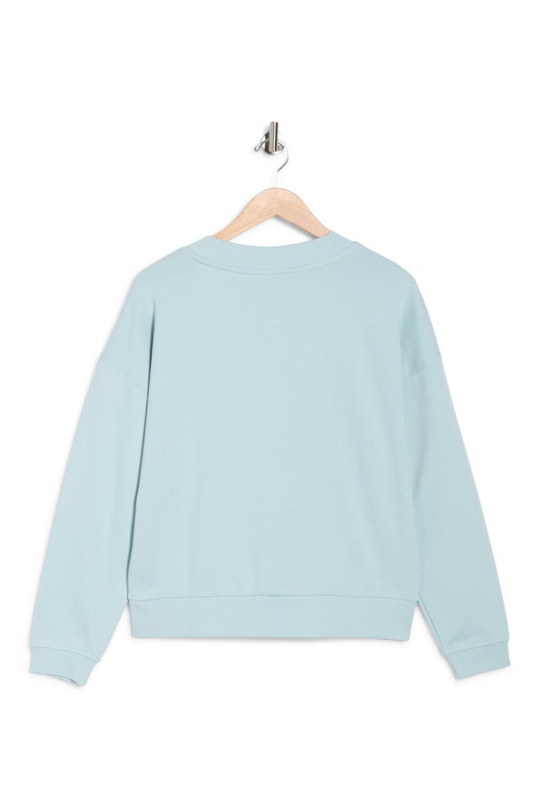 Metallic Logo V-Neck French Terry Sweatshirt, Alternate, color, MINERAL