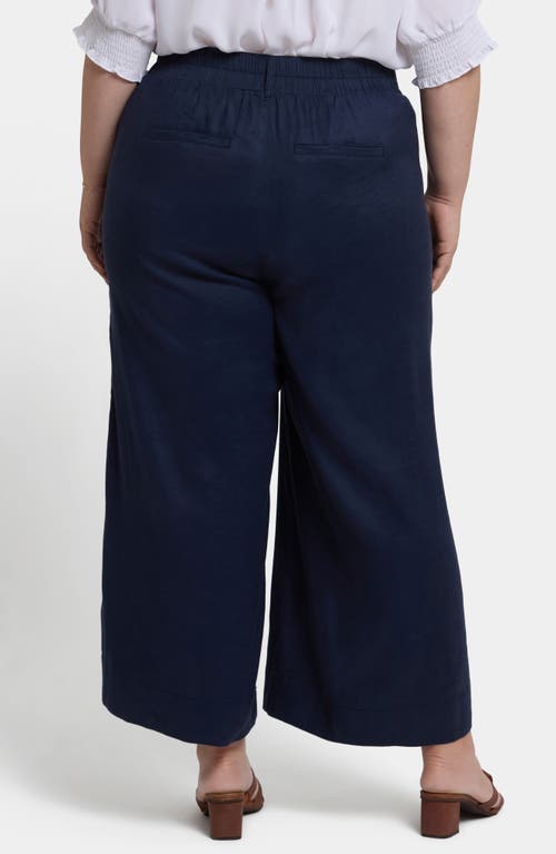 Nydj Waverly High Waist Ankle Wide Leg Linen Blend Pants In Oxford Navy