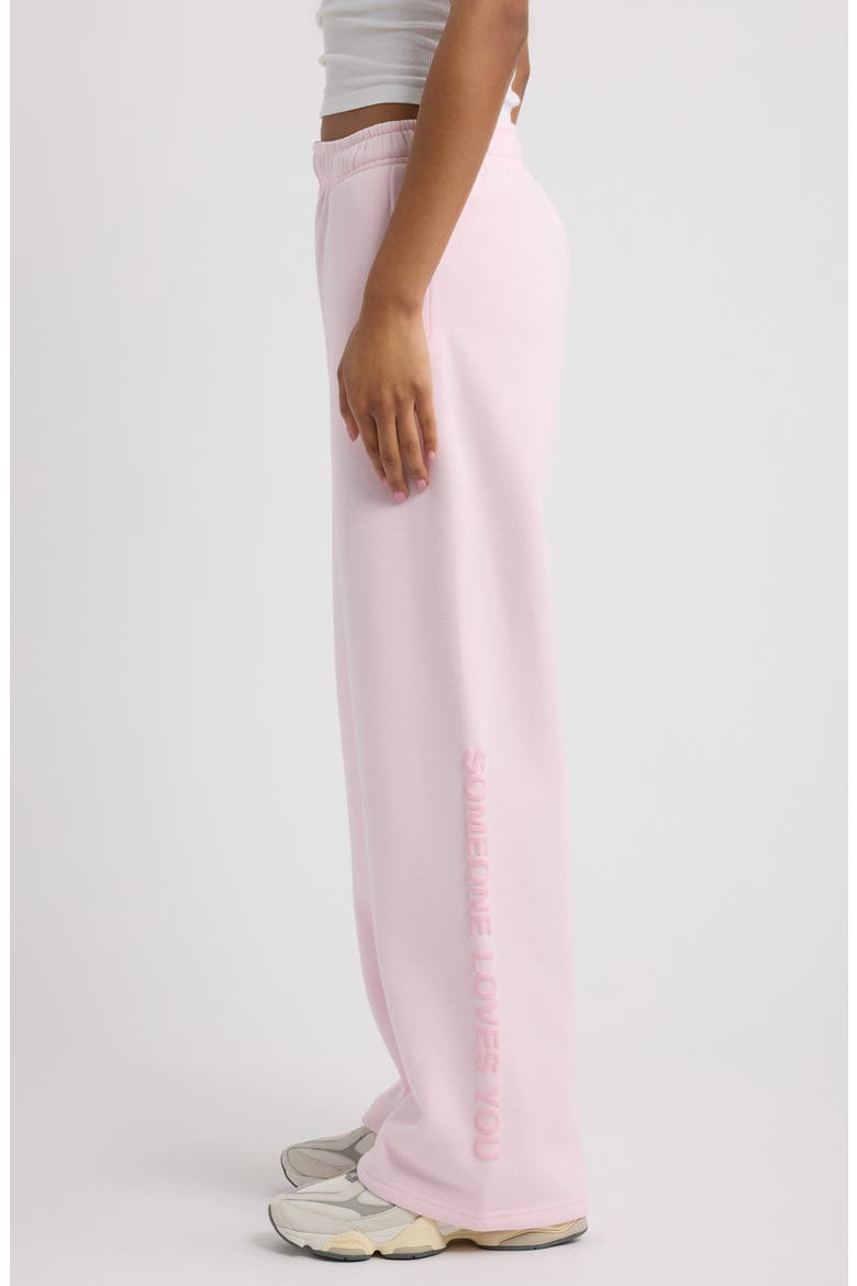 Someone Loves You Wide Leg Fleece Sweatpants, Alternate, color, BABY PINK
