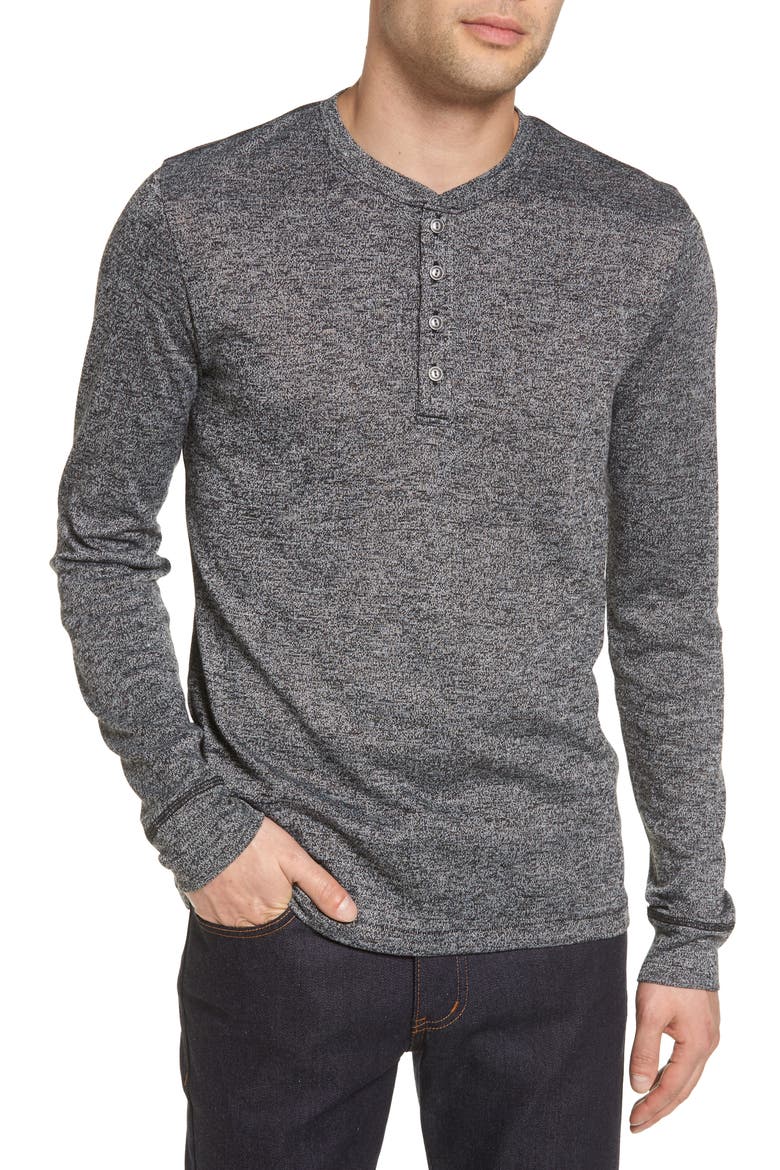 Treasure&Bond Knit Long Sleeve Henley, Main, color, BLACK ROCK