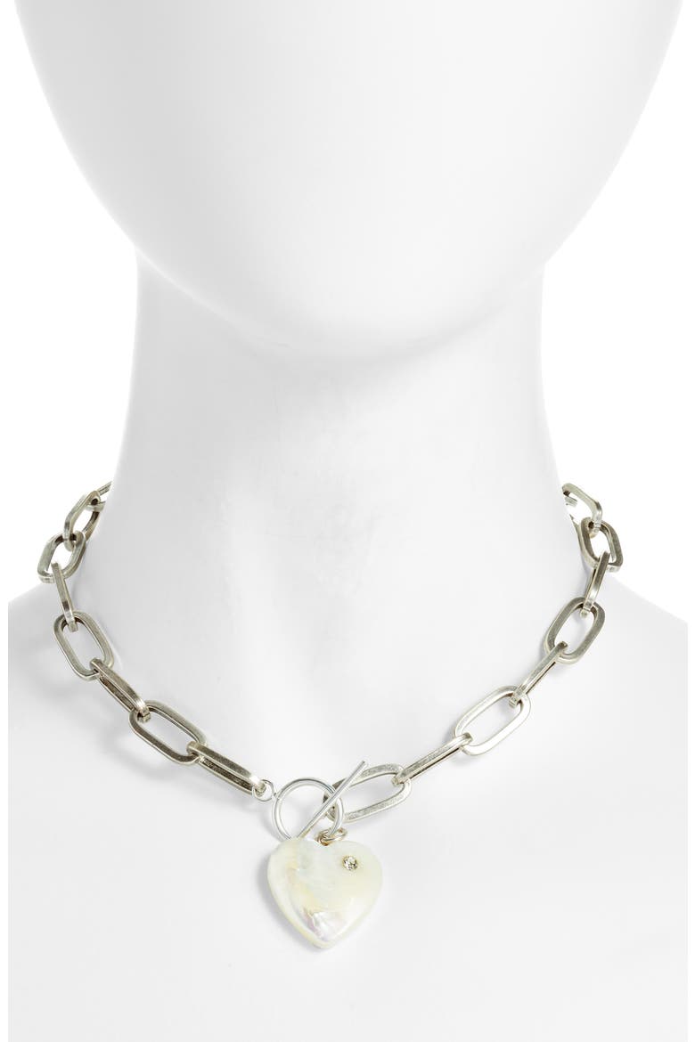 Love Spell Choker Pendant Necklace, Main, color, SILVER