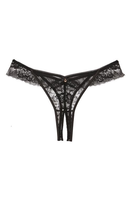 Etam Mascarade Open Gusset Tanga Thong In Black