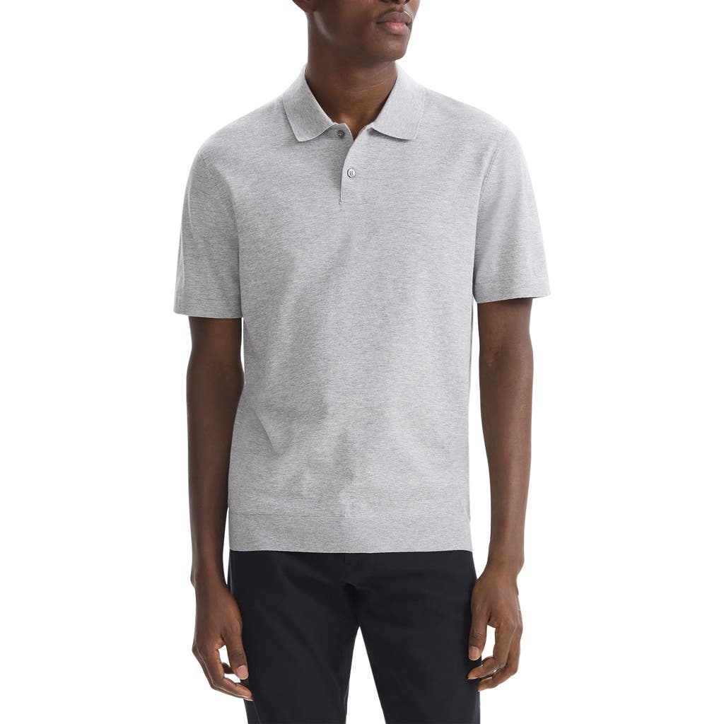 Theory Goris Milano Stitch Regular Fit Polo Shirt In Silver Heather