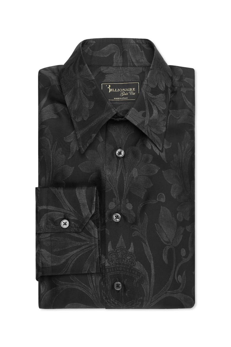 Silk Gold Cut Shirt Baroque Men, Alternate, color, black