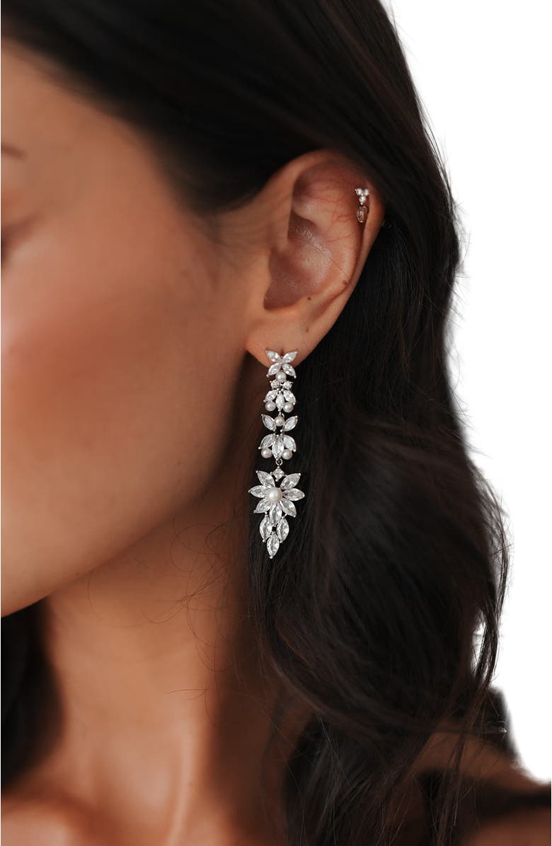 Untamed Petals Rosette Crystal Drop Earrings, Alternate, color, Silver