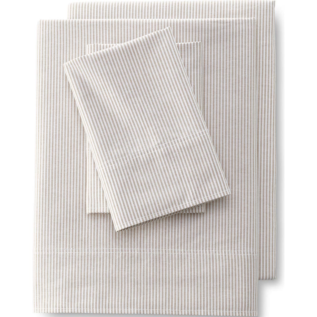 Lands' End Cotton Oxford Stripe Pillowcases In Classic Khaki Stripe