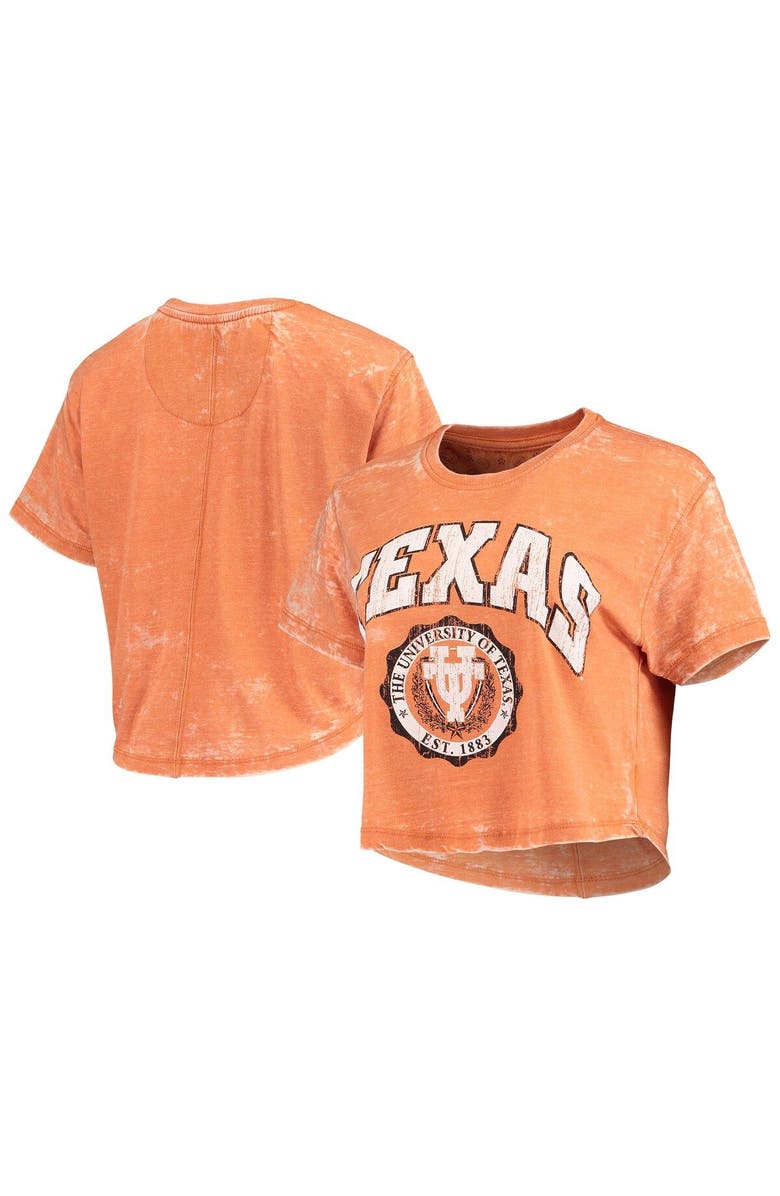 PRESSBOX Women's Pressbox Texas Orange Texas Longhorns Edith Vintage Burnout Crop T-Shirt, Main, color, Burnt Orange