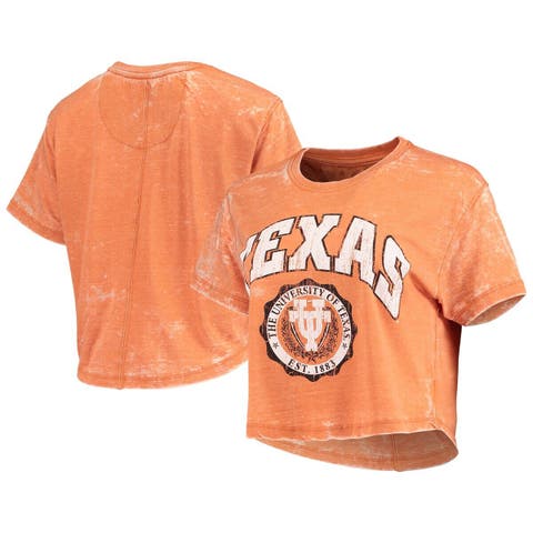 Women's Pressbox Texas Orange Texas Longhorns Edith Vintage Burnout Crop T-Shirt