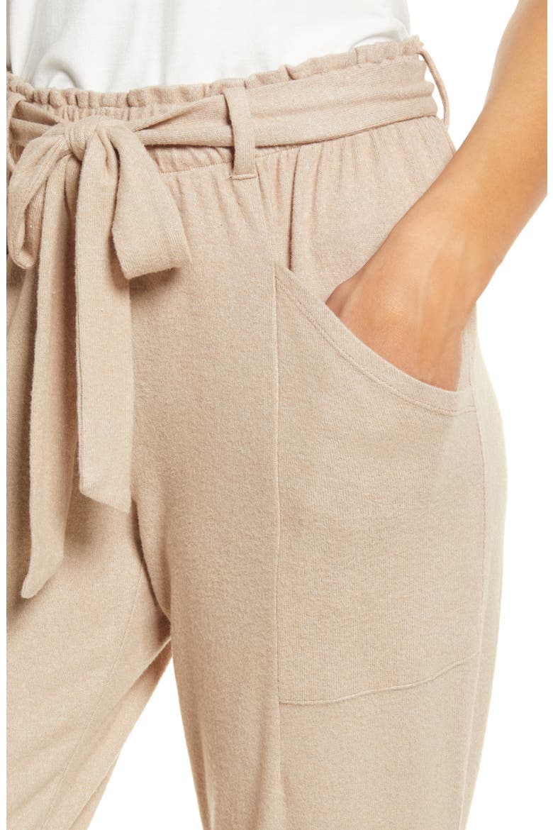 Cozy Fleece Belted Joggers, Alternate, color, TOASTED ALMOND