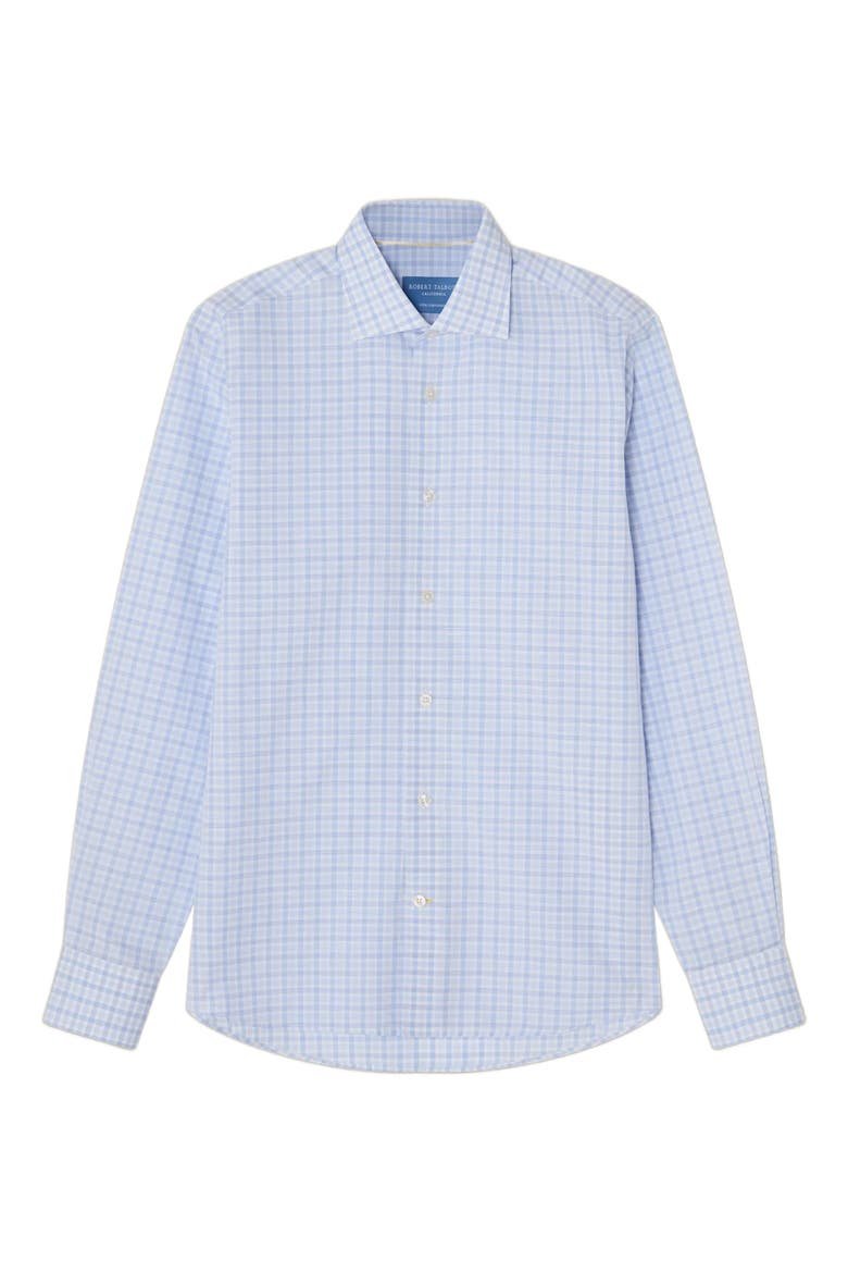 Reynolds Check Cotton/Linen Shirt in Contemporary Fit, Alternate, color, Blue/Light Blue