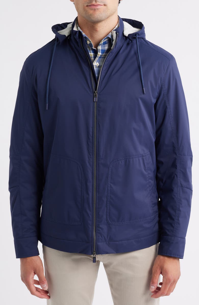 johnnie-O Wentworth Water Repellent Insulated Nylon Jacket with Removable Hood, Alternate, color, Navy