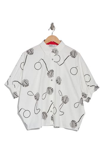 Patrizia Luca Printed Short Sleeve Boxy Button-up Shirt