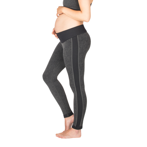 Modern Eternity Maternity Ella Activewear Seamless Maternity Leggings In Gray