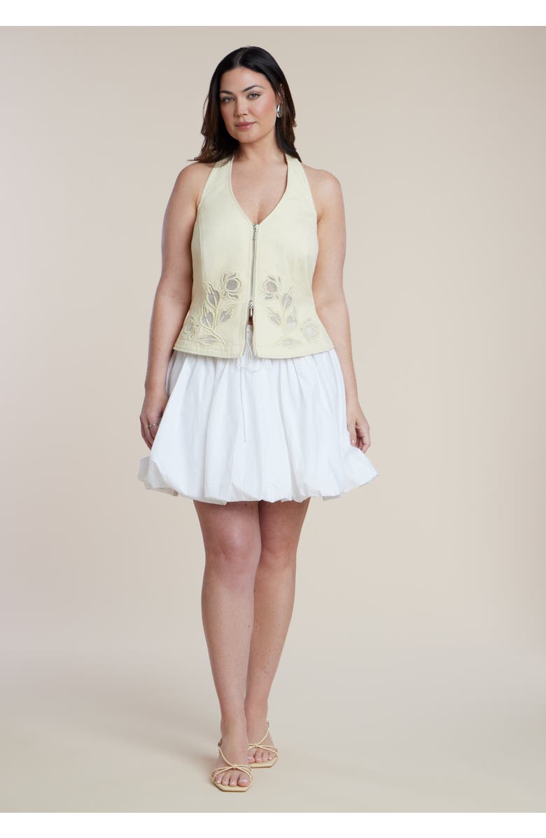 ELOQUII Striped Bubble Mini Skirt, Main, color, White