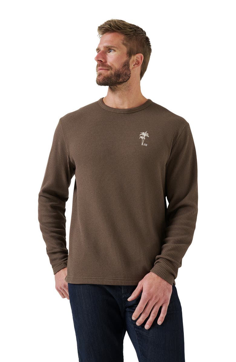 TravisMathew Souvenir Stand Long Sleeve Waffle Knit T-Shirt, Alternate, color, Chocolate Brown