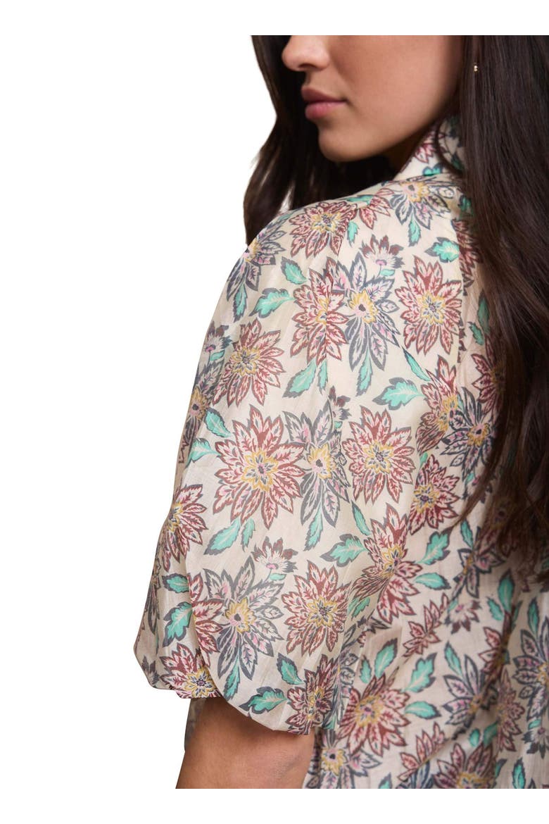 Floral Print Puff Sleeve Shirt, Alternate, color, Burgundy