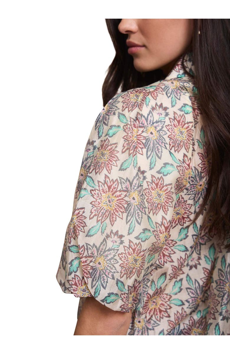 MINT VELVET Floral Print Puff Sleeve Shirt, Alternate, color, Burgundy