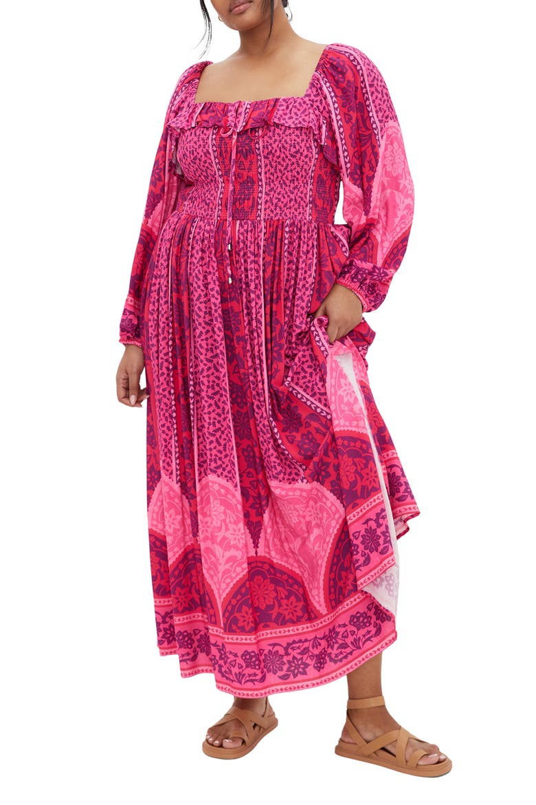 Estelle Print Long Sleeve Maxi Dress, Main, color, FIELD OF DREAMS