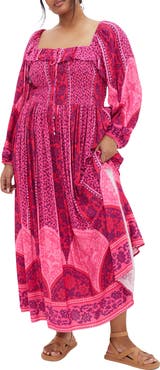 City Chic Estelle Print Long Sleeve Maxi Dress