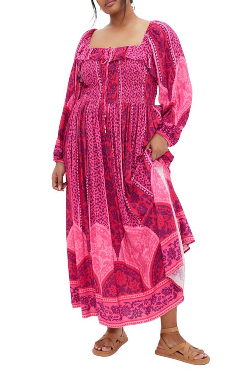 City Chic Estelle Print Long Sleeve Maxi Dress In Field Of Dreams