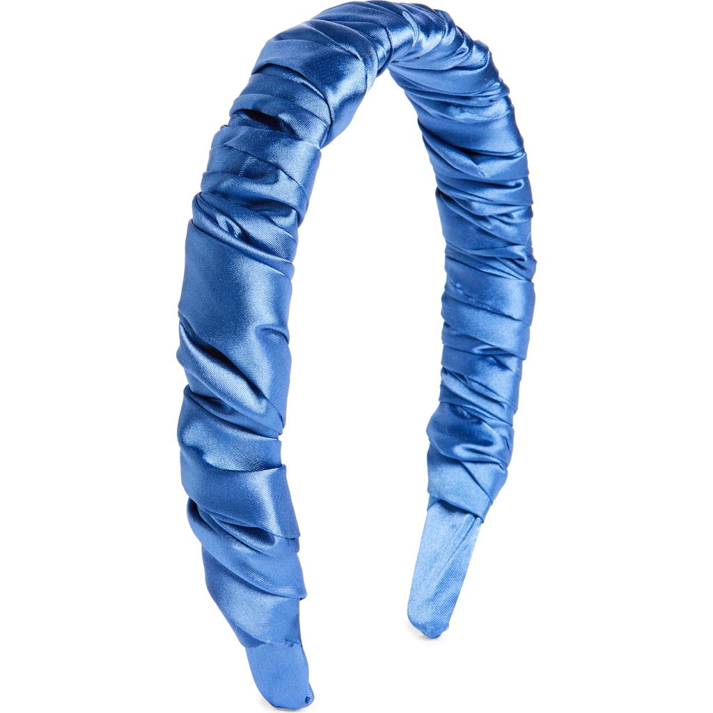 Tasha Ruched Satin Headband In Blue