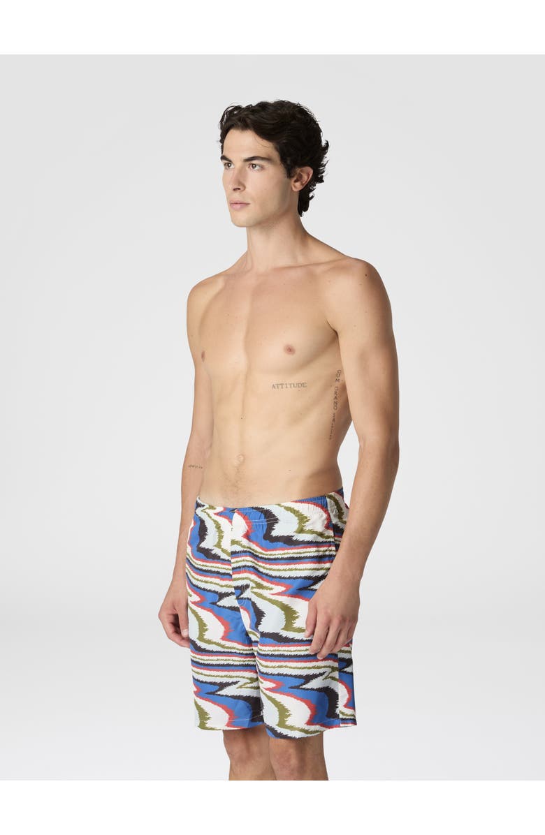 UM Long Swim Shorts With Irregular Zigzag Print, Alternate, color, Multicoloured