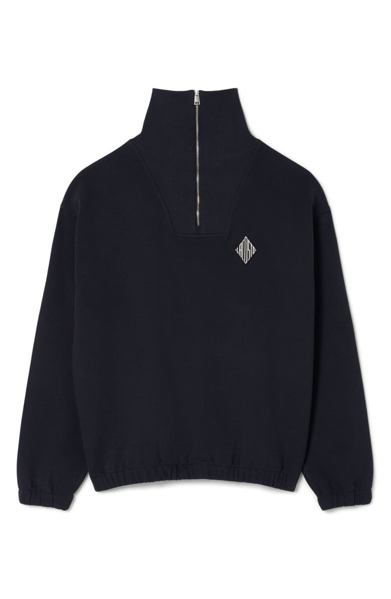Lacoste Cotton Blend Piqué Knit Quarter Zip Pullover, Alternate, color, Blackbird