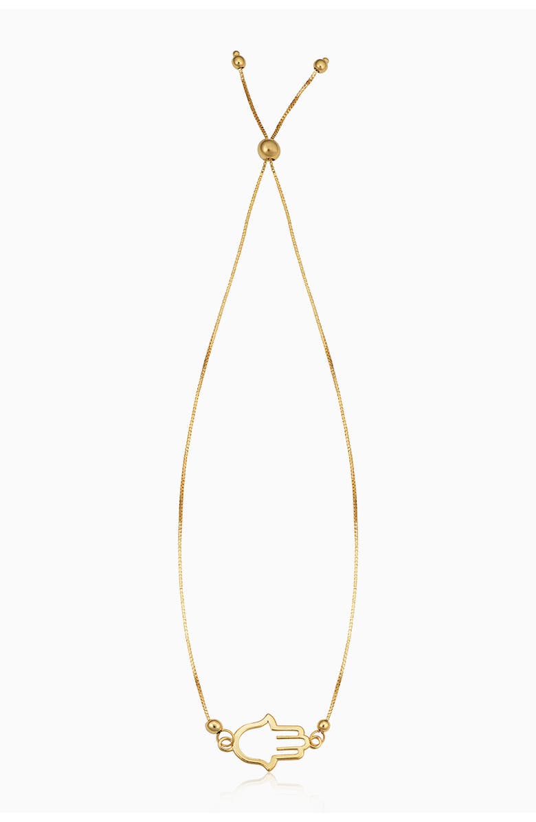 Oradina 14K Yellow Gold Hamsa Bolo Bracelet, Main, color, 