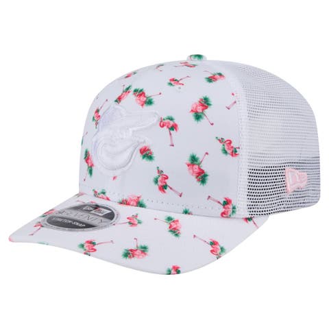 Men's New Era  White Baltimore Orioles Flamingo Mesh Back 9SEVENTY Stretch-Snap Hat