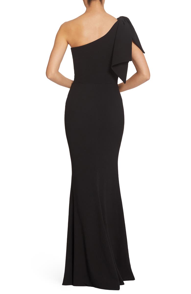 Dress the Population Georgina One-Shoulder Crepe Gown, Alternate, color, Black