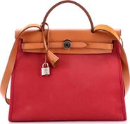 Pre-Owned Hermes Herbag Zip Leather and Toile 31