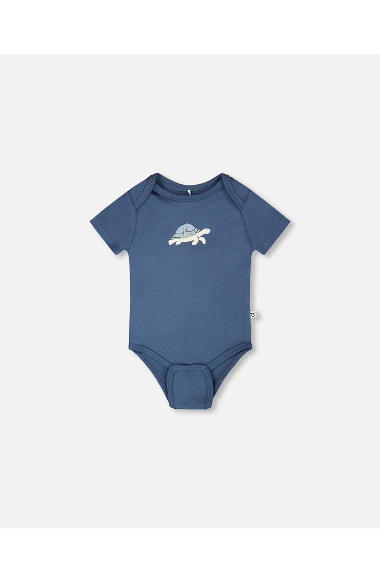 Deux par Deux Evolutive Organic Cotton Jersey Bodysuit, Alternate, color, Medium Blue