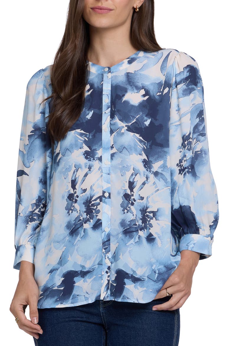 Bonnie Button-Up Top, Main, color, LILY GARDEN INDIGO