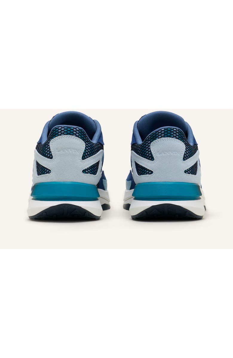 Lanvin Jla Sneakers In Mesh And Metallic Leather, Alternate, color, Dark Blue/Light Blue