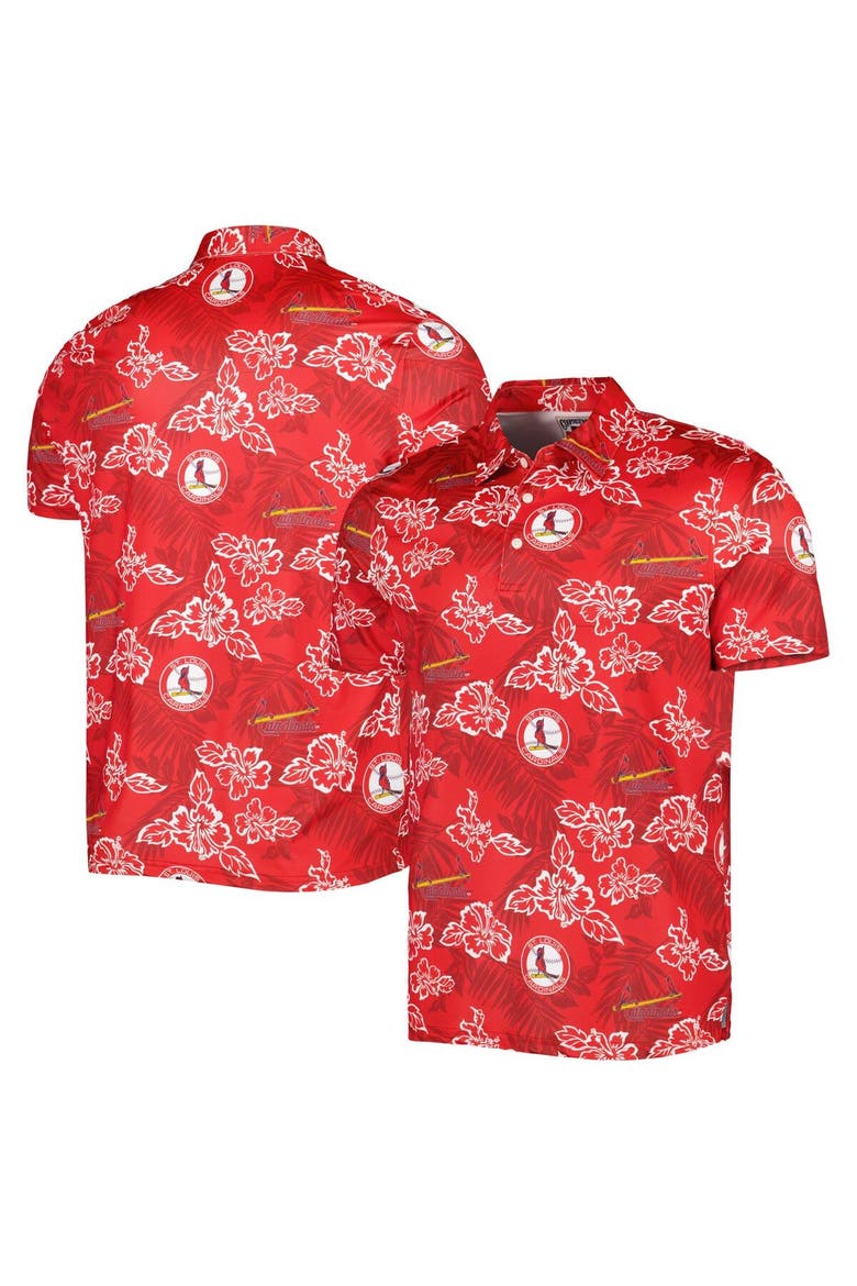 Men's Reyn Spooner Red St. Louis Cardinals Cooperstown Collection Puamana Print Polo, Main, color, Red