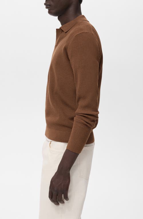 Mango Johnny Collar Rib Polo Sweater In Brown