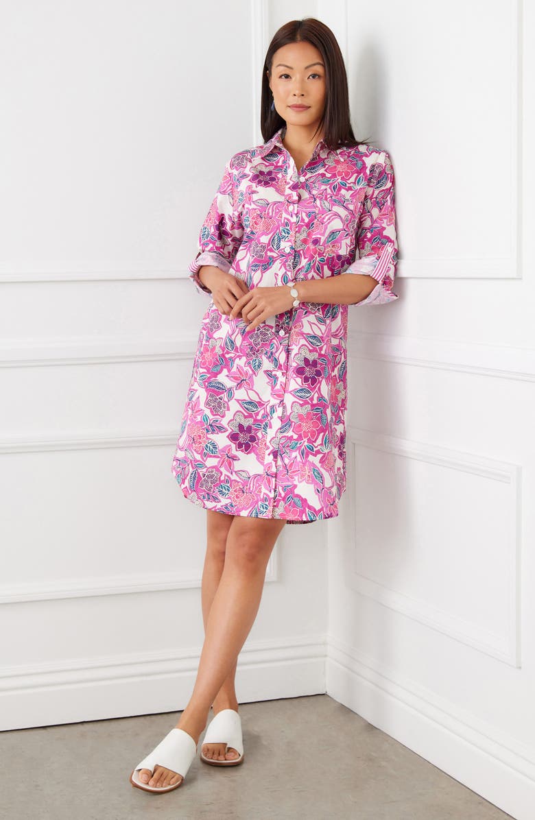 Karen Kane Floral Print Long Sleeve Shirtdress, Alternate, color, Floral Print